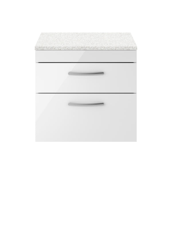 600mm Wall Hung Vanity With Sparkling White Worktop