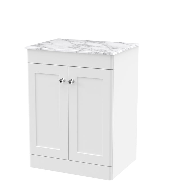 600mm Floor Standing 2-Door Vanity with Marble Top