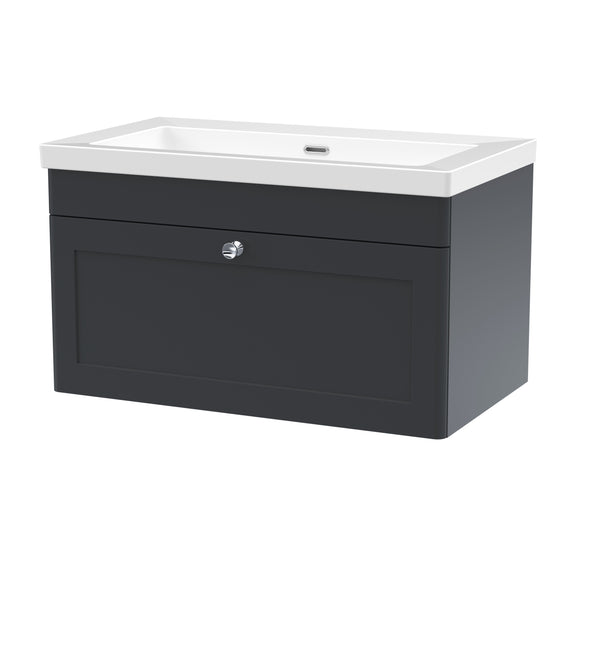 800mm Wall Hung Single Drawer Vanity with Basin - 0 Tap Hole