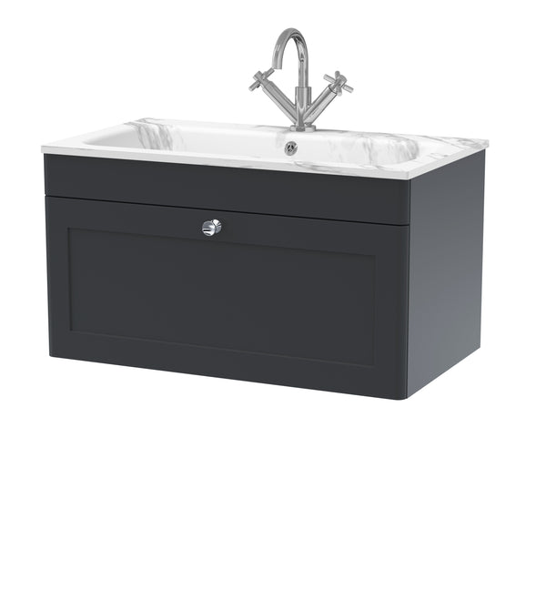 800mm Wall Hung 1-Drawer Unit & Stone Basin 1TH