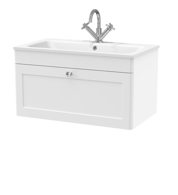 800mm Wall Hung 1-Drawer Unit & Stone Basin 1TH