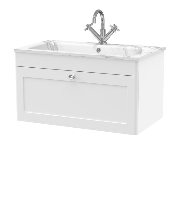 800mm Wall Hung 1-Drawer Unit & Stone Basin 1TH