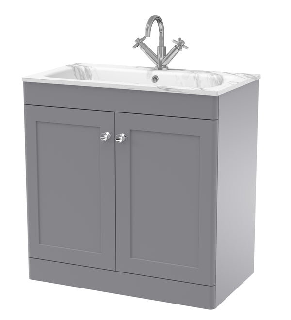 800mm Floor Standing 2-Door  Unit & Stone Basin 1TH