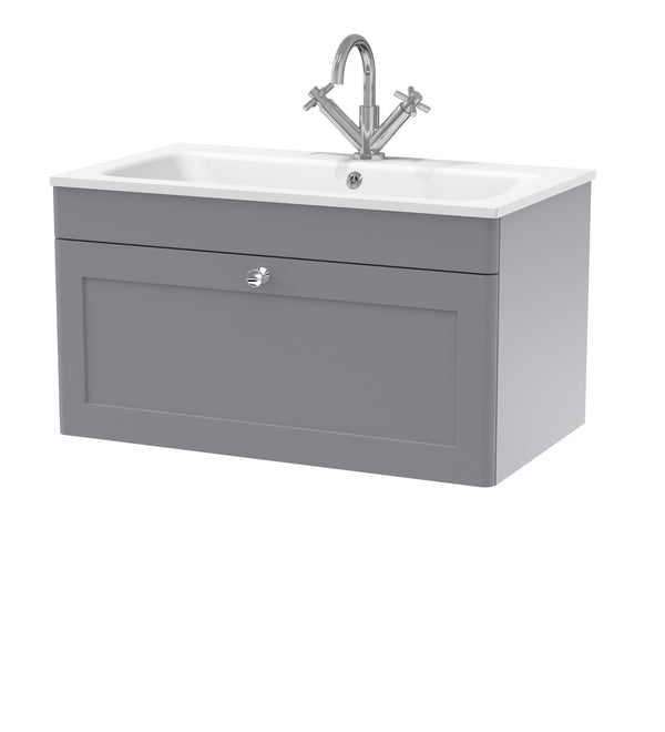 800mm Wall Hung 1-Drawer Unit & Stone Basin 1TH