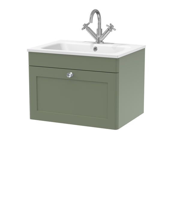 600mm Wall Hung 1-Drawer Unit & Stone Basin 1TH