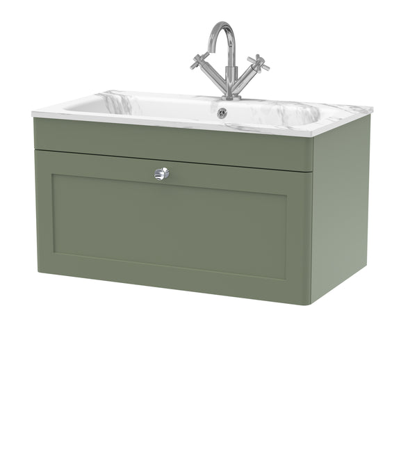 800mm Wall Hung 1-Drawer Unit & Stone Basin 1TH