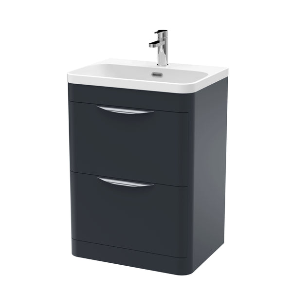 600mm Floor Standing 2 Drawer Vanity & Thin Edge Ceramic Basin