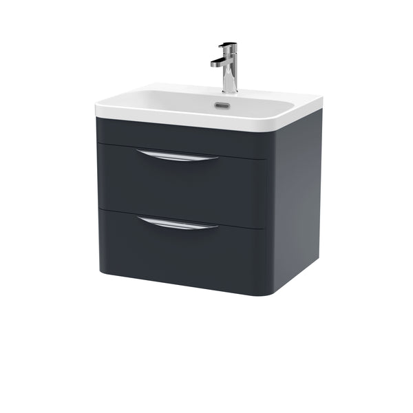 600mm Wall Hung 2 Drawer Vanity & Thin Edge Ceramic Basin