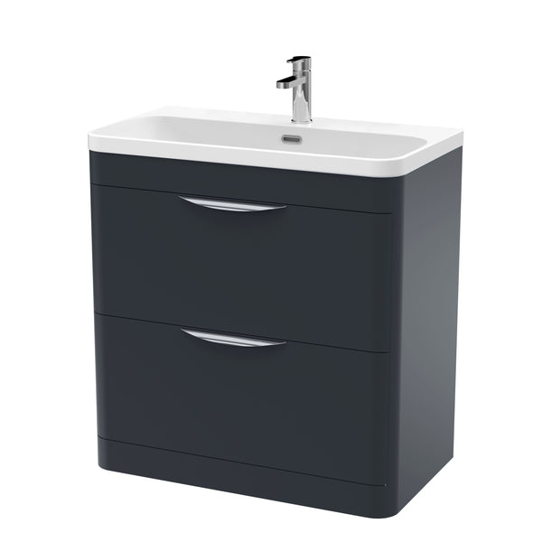 800mm Floor Standing 2 Drawer Vanity & Thin Edge Ceramic Basin