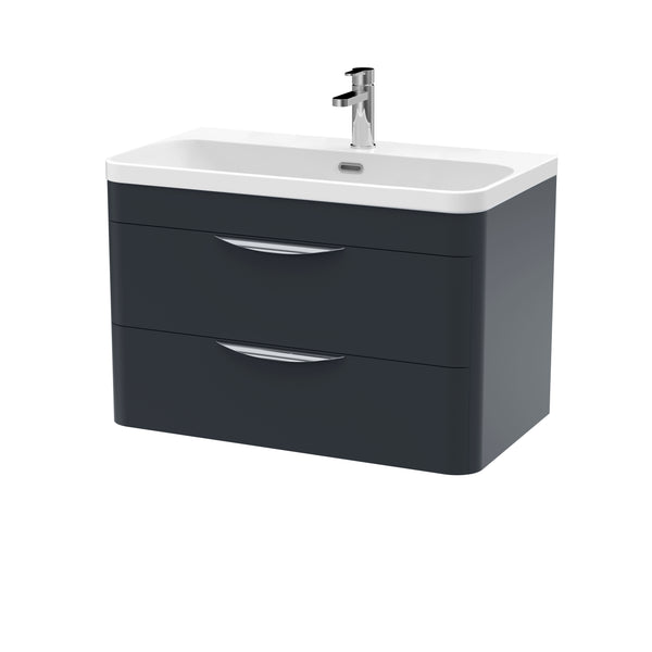 800mm Wall Hung 2 Drawer Vanity & Thin Edge Ceramic Basin