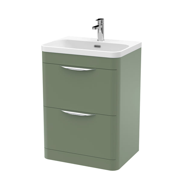 600mm Floor Standing 2 Drawer Vanity & Thin Edge Ceramic Basin