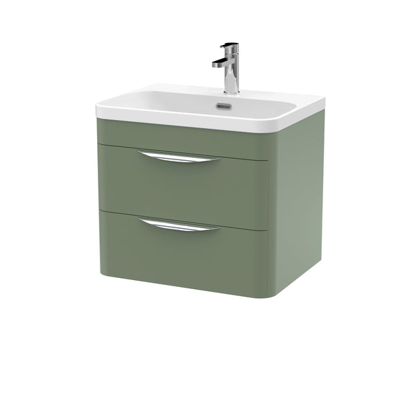 600mm Wall Hung 2 Drawer Vanity & Thin Edge Ceramic Basin