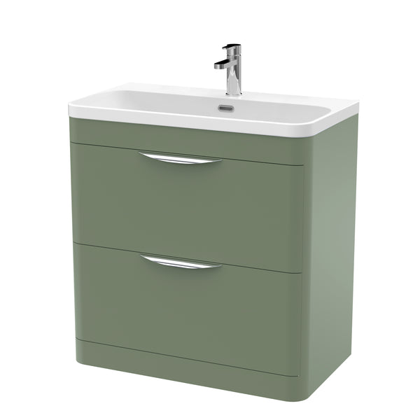 800mm Floor Standing 2 Drawer Vanity & Thin Edge Ceramic Basin