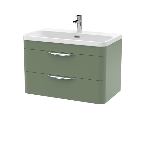 800mm Wall Hung 2 Drawer Vanity & Thin Edge Ceramic Basin
