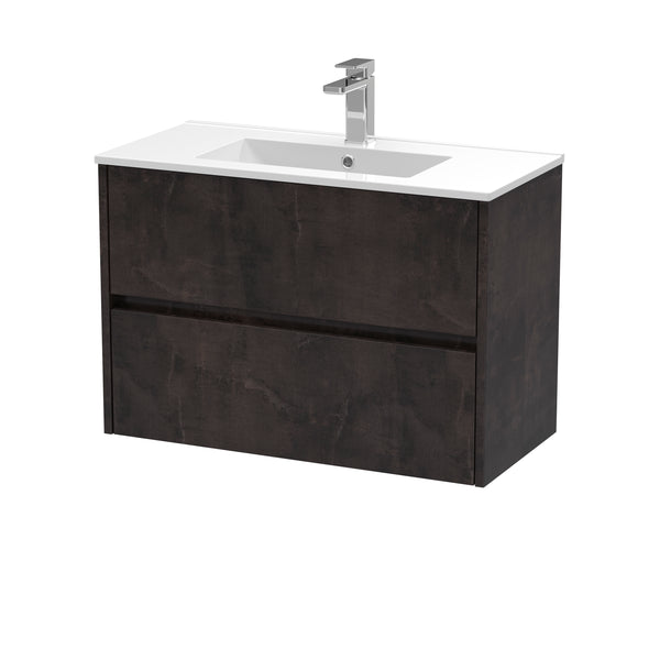 800mm Wall Hung 2 Drawer Unit & Basin 2