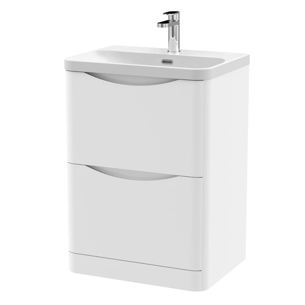 600mm Floor Standing 2 Drawer Vanity & Thin Edge Ceramic Basin