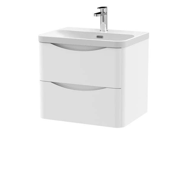 600mm Wall Hung 2 Drawer Vanity & Thin Edge Ceramic Basin