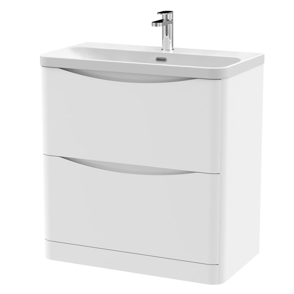800mm Floor Standing 2 Drawer Vanity & Thin Edge Ceramic Basin