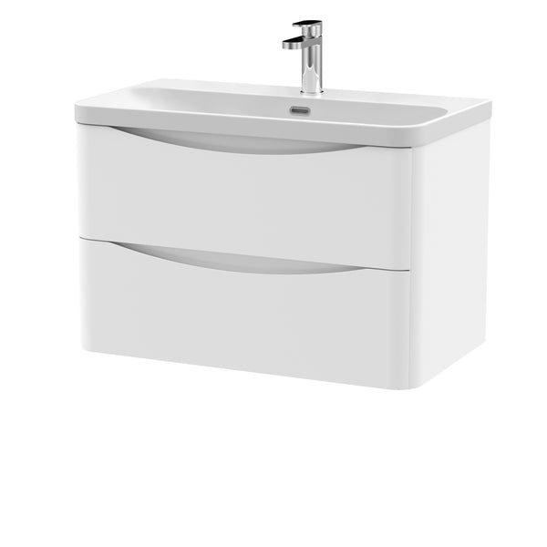 800mm Wall Hung 2 Drawer Vanity & Thin Edge Ceramic Basin