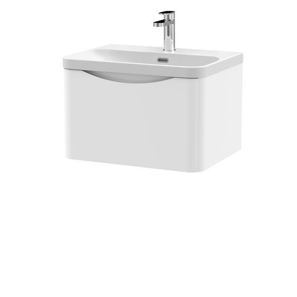 600mm Wall Hung 1 Drawer Vanity & Thin Edge Ceramic Basin