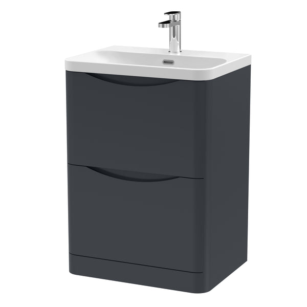 600mm Floor Standing 2 Drawer Vanity & Thin Edge Ceramic Basin