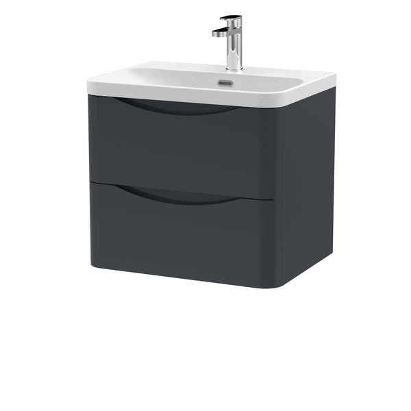 600mm Wall Hung 2 Drawer Vanity & Thin Edge Ceramic Basin