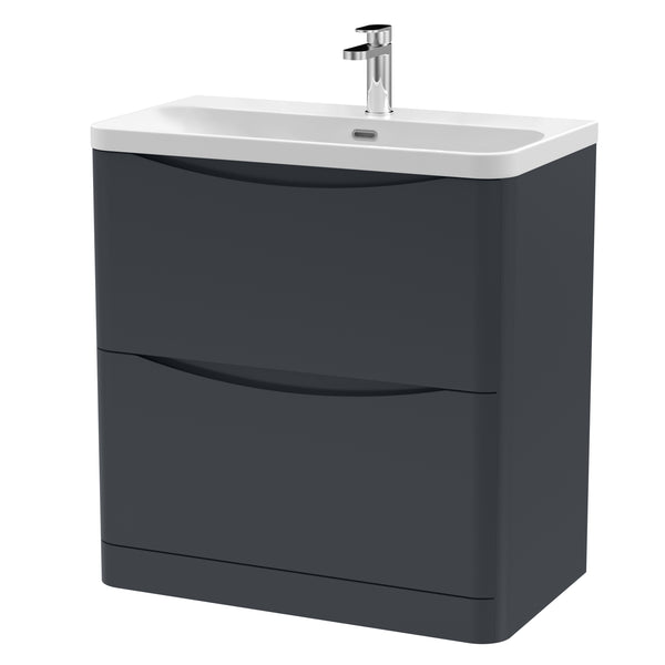 800mm Floor Standing 2 Drawer Vanity & Thin Edge Ceramic Basin