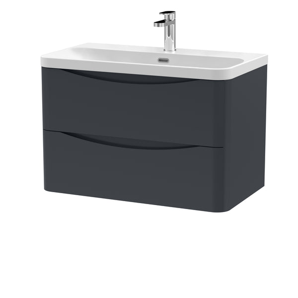 800mm Wall Hung 2 Drawer Vanity & Thin Edge Ceramic Basin