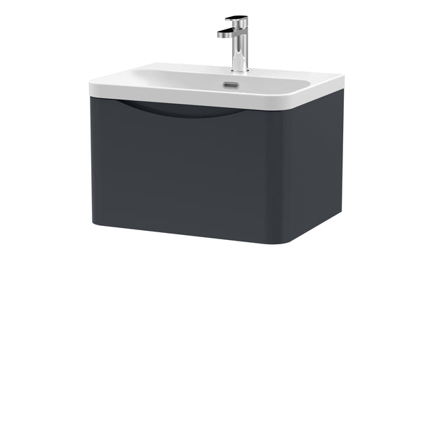 600mm Wall Hung 1 Drawer Vanity & Thin Edge Ceramic Basin
