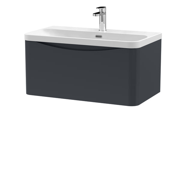 800mm Wall Hung 1 Drawer Vanity & Thin Edge Ceramic Basin