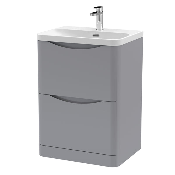 600mm Floor Standing 2 Drawer Vanity & Thin Edge Ceramic Basin