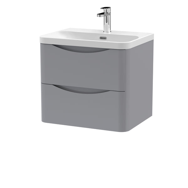 600mm Wall Hung 2 Drawer Vanity & Thin Edge Ceramic Basin