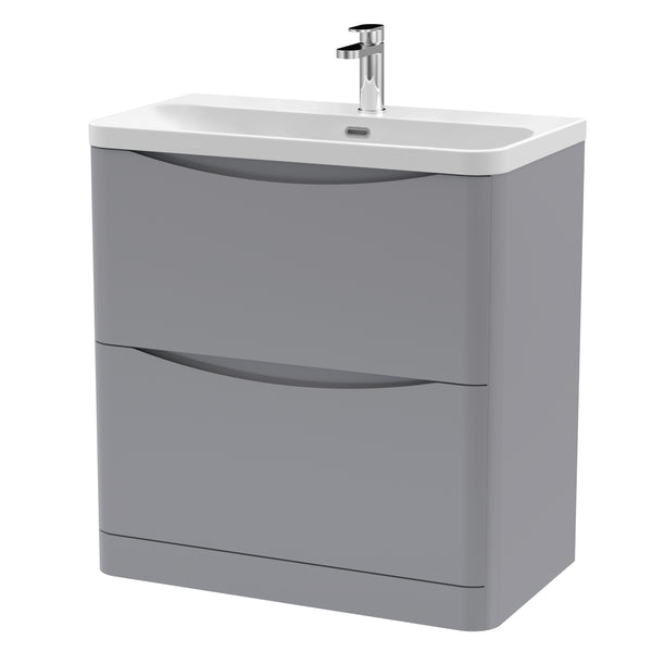 800mm Floor Standing 2 Drawer Vanity & Thin Edge Ceramic Basin