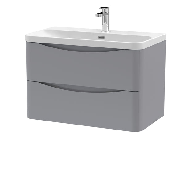 800mm Wall Hung 2 Drawer Vanity & Thin Edge Ceramic Basin