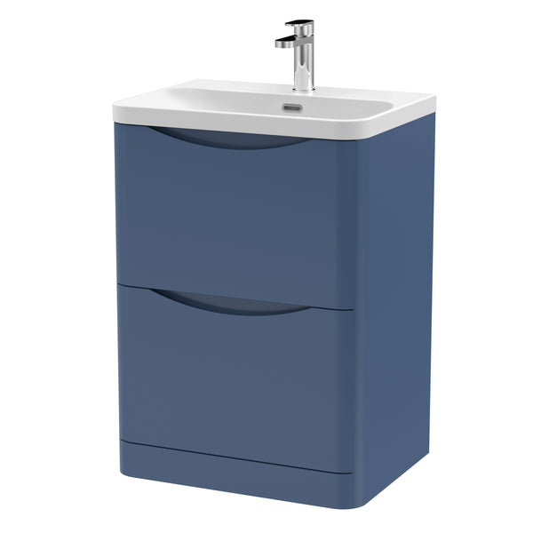 600mm Floor Standing 2 Drawer Vanity & Thin Edge Ceramic Basin