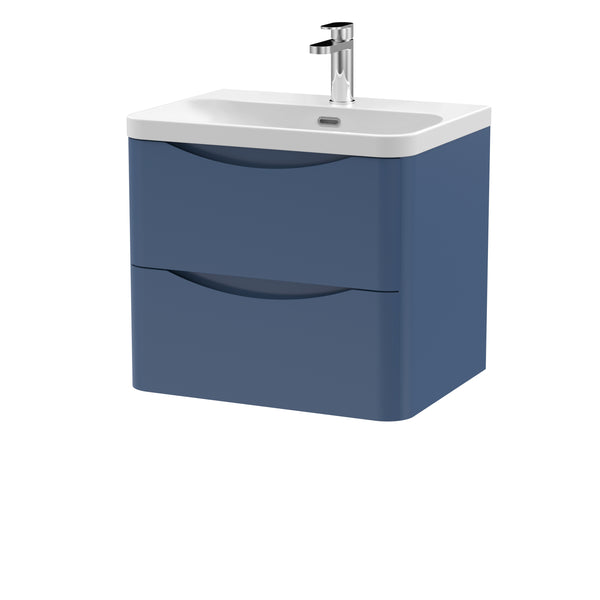 600mm Wall Hung 2 Drawer Vanity & Thin Edge Ceramic Basin