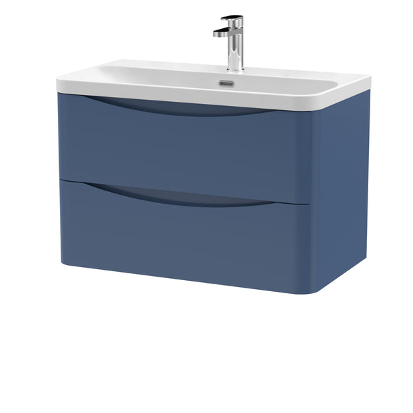 800mm Wall Hung 2 Drawer Vanity & Thin Edge Ceramic Basin