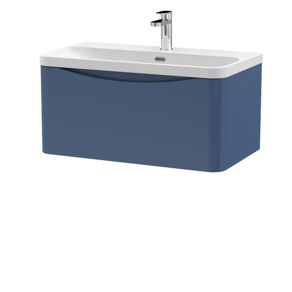 800mm Wall Hung 1 Drawer Vanity & Thin Edge Ceramic Basin