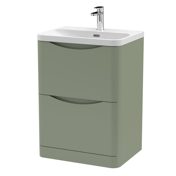 600mm Floor Standing 2 Drawer Vanity & Thin Edge Ceramic Basin