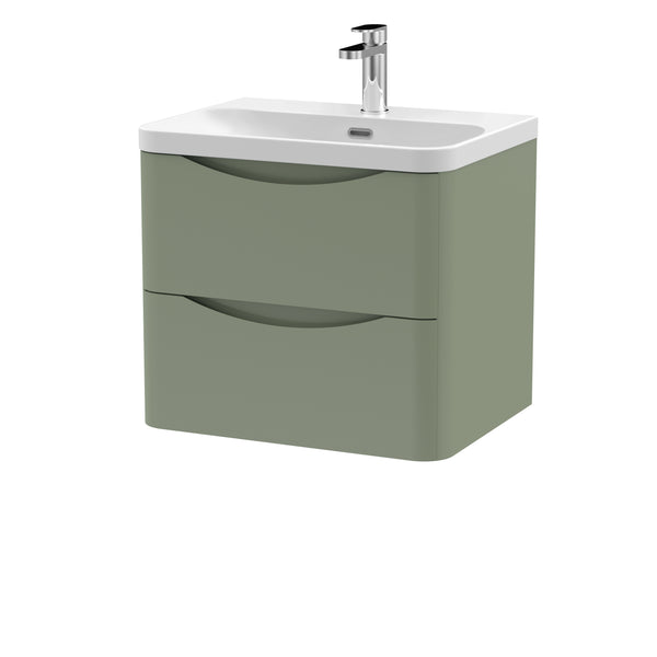 600mm Wall Hung 2 Drawer Vanity & Thin Edge Ceramic Basin