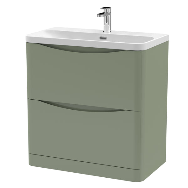 800mm Floor Standing 2 Drawer Vanity & Thin Edge Ceramic Basin