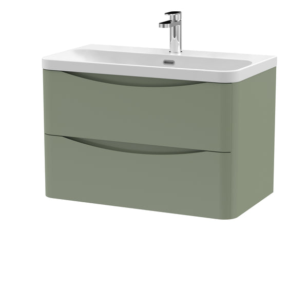 800mm Wall Hung 2 Drawer Vanity & Thin Edge Ceramic Basin