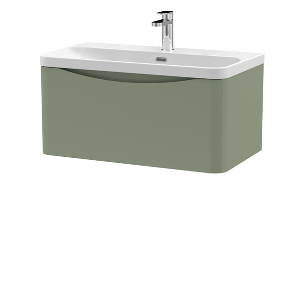 800mm Wall Hung 1 Drawer Vanity & Thin Edge Ceramic Basin