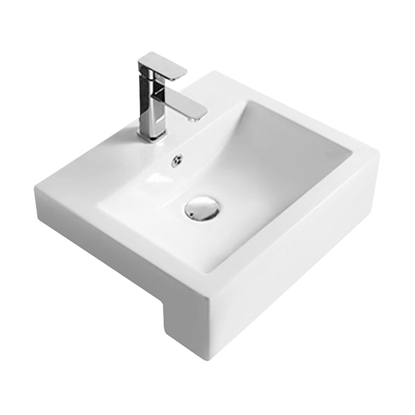 Semi-recessed basin