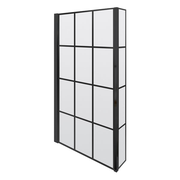 Square Black Framed Bath Screen With Fixed Return
