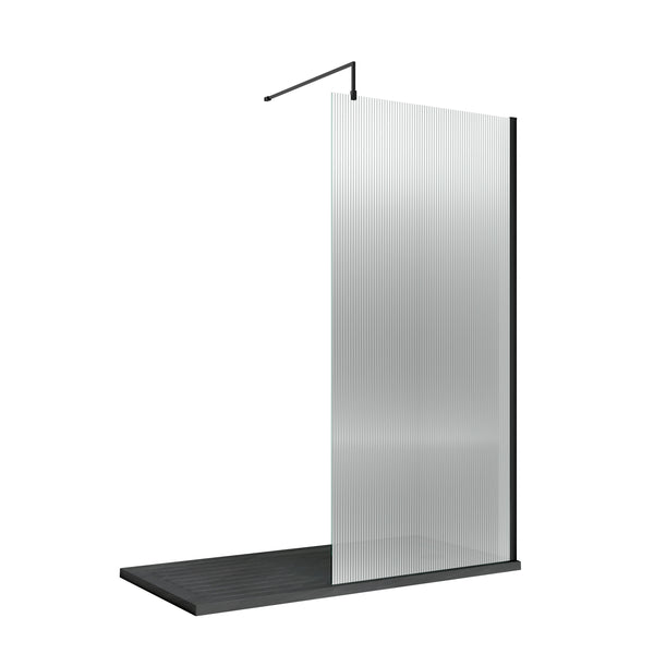 900mm Fluted Wetroom Screen with Support Bar