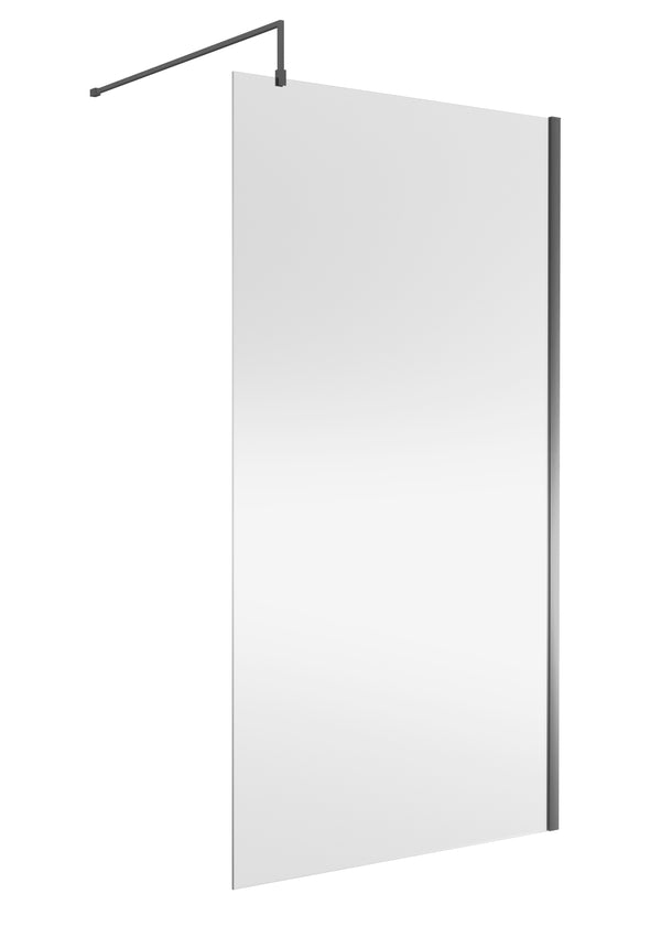 Wetroom Screen 1100x1850x8mm - Brushed Pewter