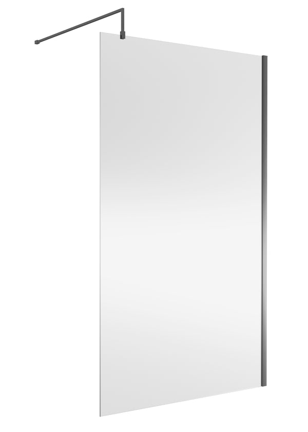 Wetroom Screen 1200x1850x8mm - Brushed Pewter