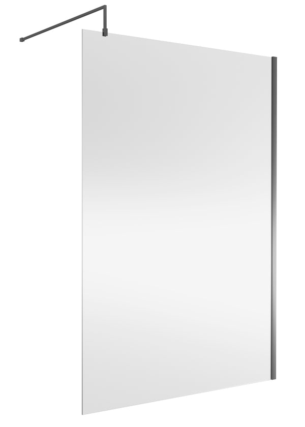 Wetroom Screen 1400x1850x8mm - Brushed Pewter