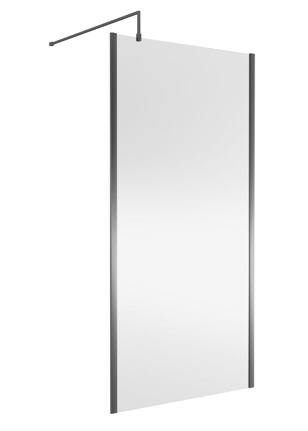 1000mm Wetroom Screen Outer Frame 1850x8mm - Brushed Pewter